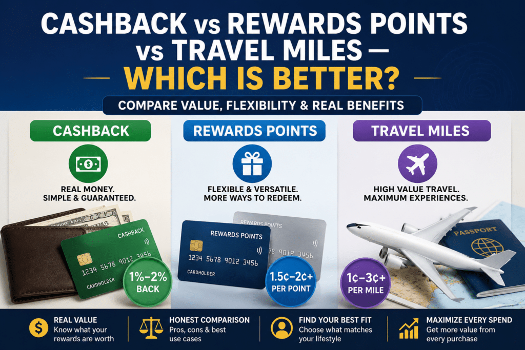 Cashback vs Rewards Points vs Travel Miles